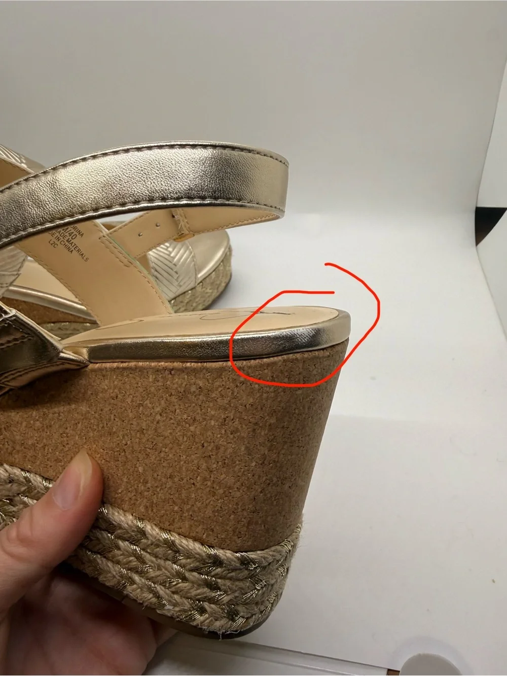 Sz 9 Gold Espadrille Wedge Sandals - Women's Metallic Platform Heels